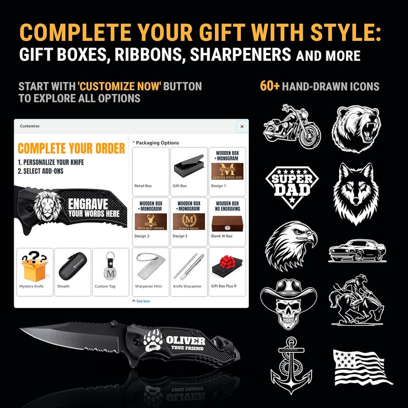 GOOD WORKER Legal Pocket Knife with 2.95” Serrated Blade, Glass Breaker, Seat Belt Cutter - EDC Sharp Folding Knives with Portable Clip - Small Tool for Tactical Camping Survival Hiking - Gifts for Men, Women - Image 3